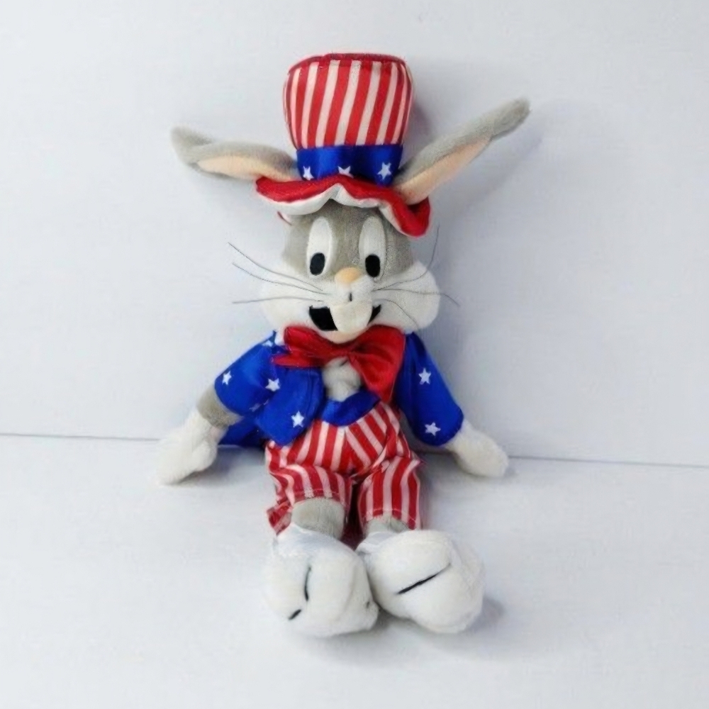Bugs Bunny Uncle Sam Red White and Blue Bean Bag Plush Looney Tunes Warner Store
